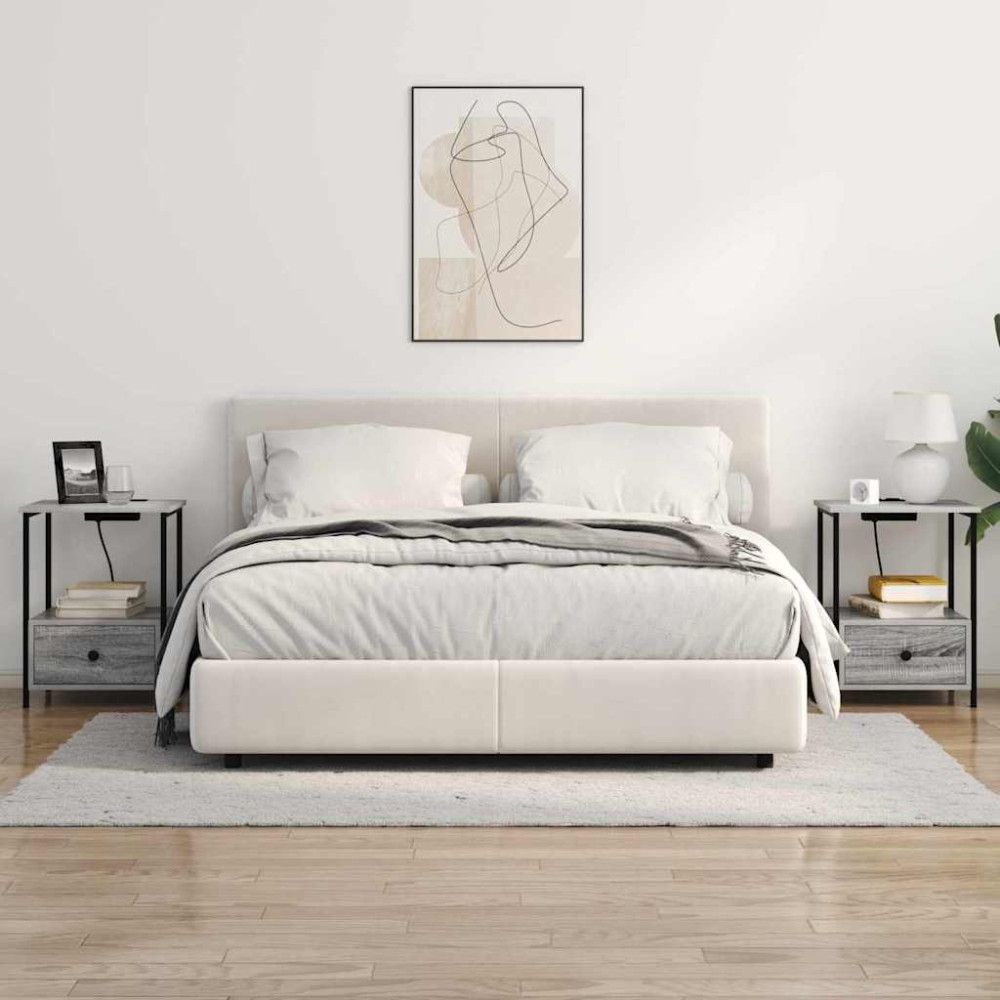 Produktbild för Nattduksbord 2 pcs Grå Sonoma 42 x 41 x 56 cm Konstruerat trä