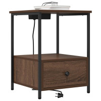 Produktbild för Nattduksbord 2 pcs Brun Ek 42 x 41 x 56 cm Konstruerat trä