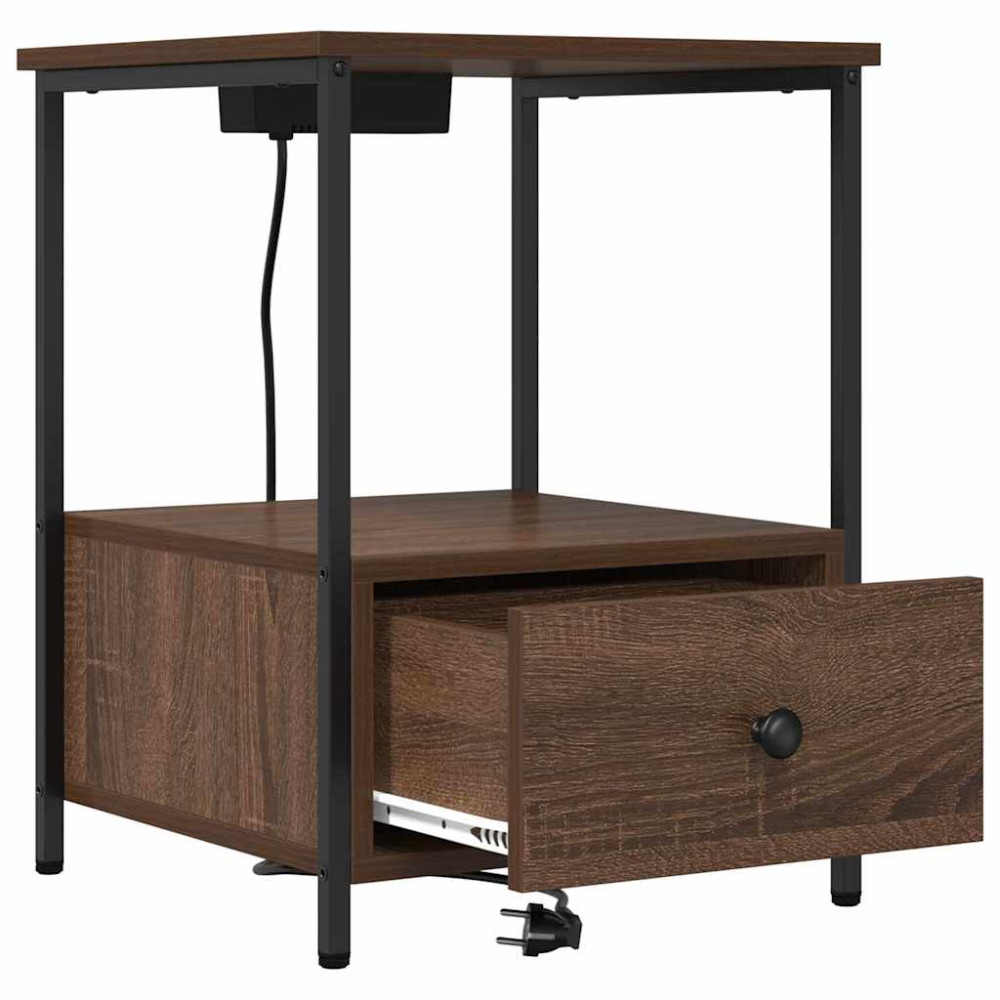 Produktbild för Nattduksbord 2 pcs Brun Ek 42 x 41 x 56 cm Konstruerat trä