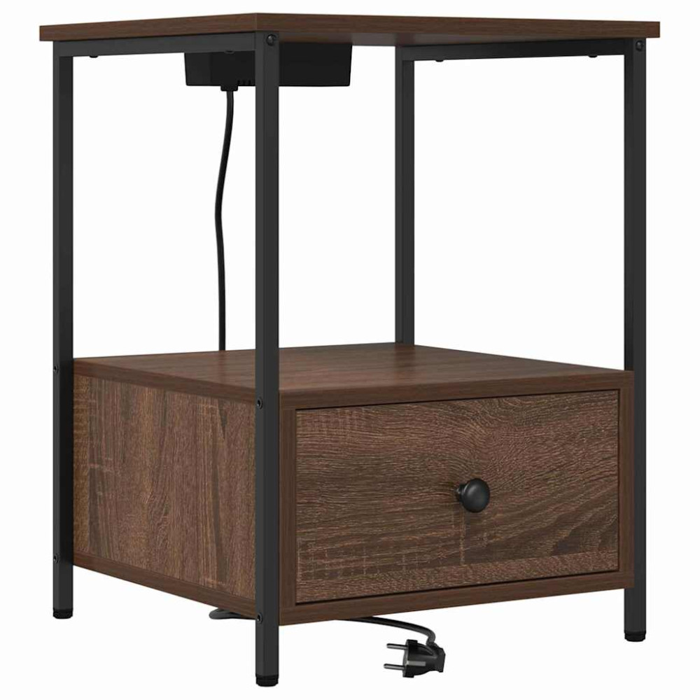 Produktbild för Nattduksbord 2 pcs Brun Ek 42 x 41 x 56 cm Konstruerat trä