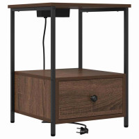 Produktbild för Nattduksbord 2 pcs Brun Ek 42 x 41 x 56 cm Konstruerat trä