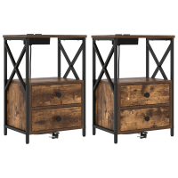 Produktbild för Nattduksbord 2 pcs Rökt ek 40 x 31 x 60 cm Konstruerat trä