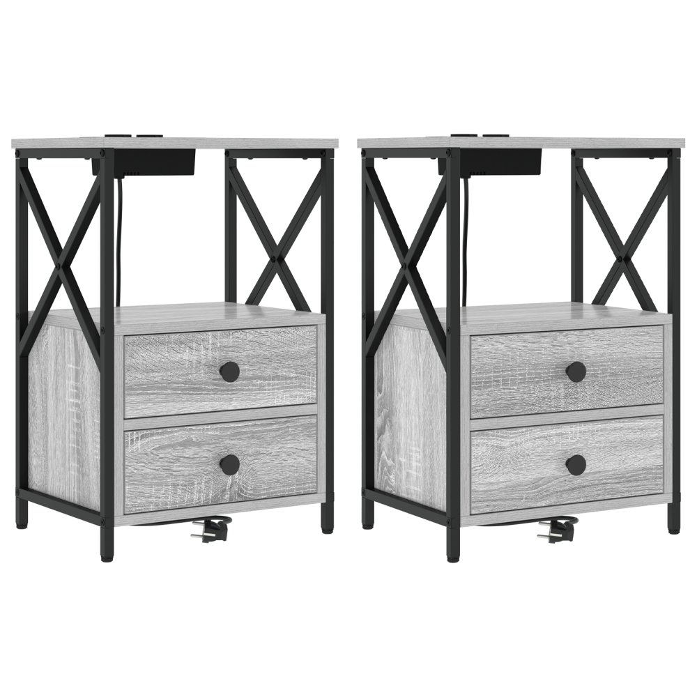 Produktbild för Nattduksbord 2 pcs Grå Sonoma 40 x 31 x 60 cm Konstruerat trä