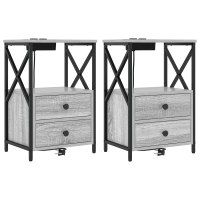 Produktbild för Nattduksbord 2 pcs Grå Sonoma 40 x 31 x 60 cm Konstruerat trä