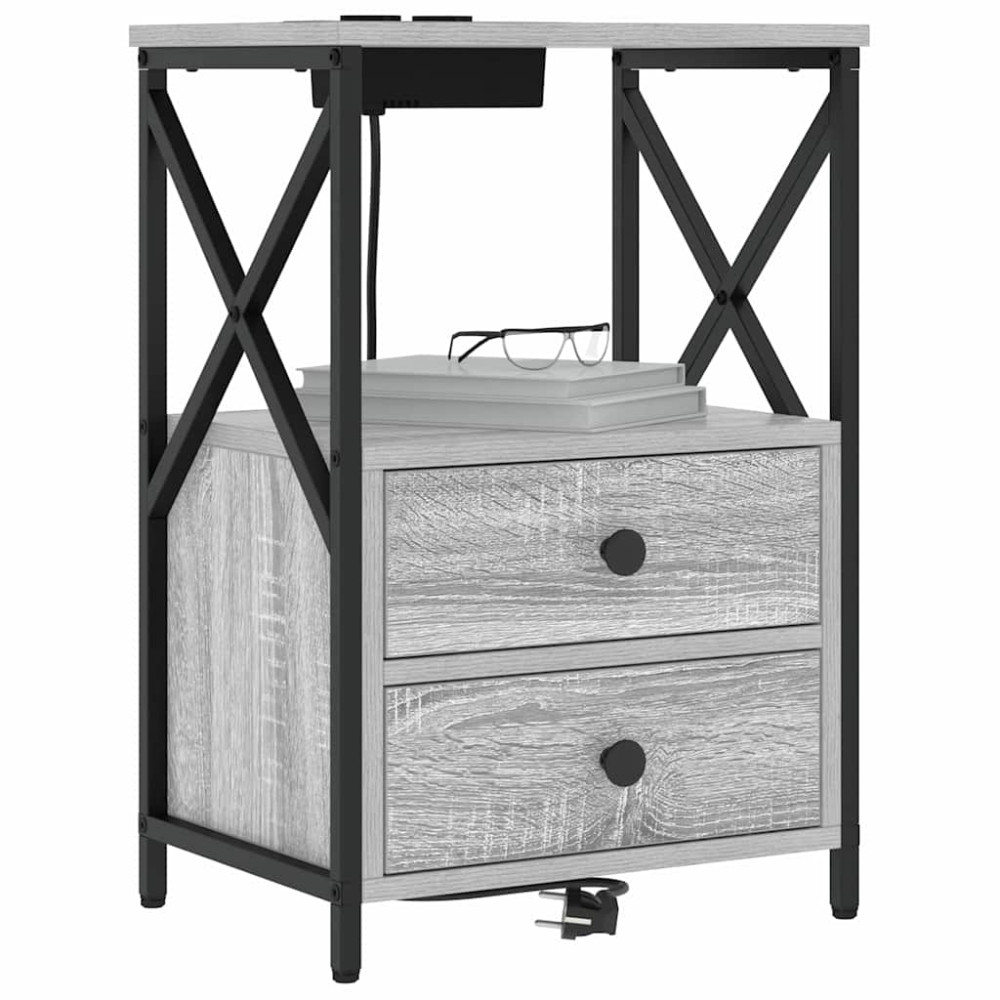 Produktbild för Nattduksbord 2 pcs Grå Sonoma 40 x 31 x 60 cm Konstruerat trä