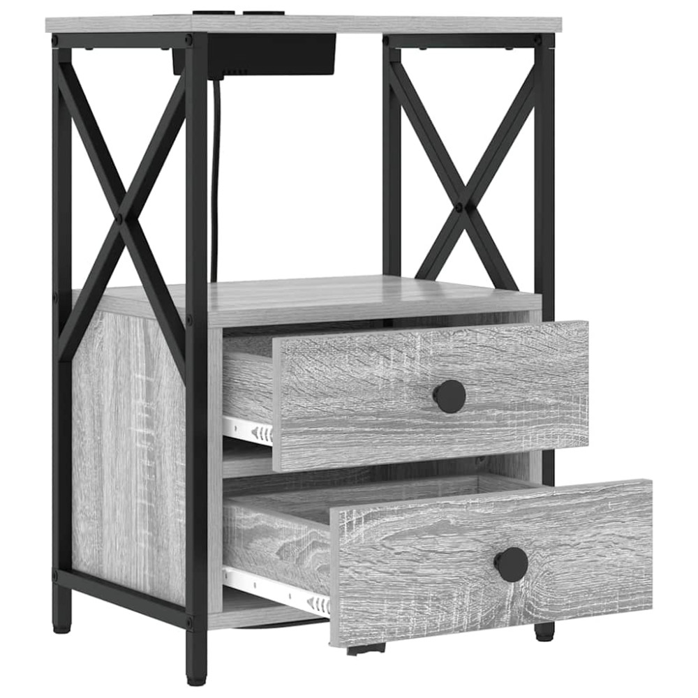 Produktbild för Nattduksbord 2 pcs Grå Sonoma 40 x 31 x 60 cm Konstruerat trä