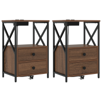 Produktbild för Nattduksbord 2 pcs Brun Ek 40 x 31 x 60 cm Konstruerat trä