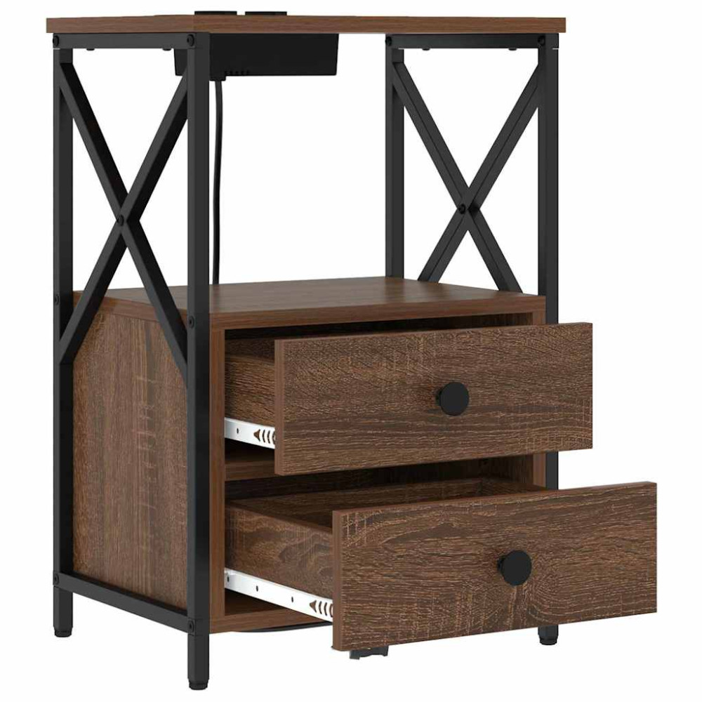 Produktbild för Nattduksbord 2 pcs Brun Ek 40 x 31 x 60 cm Konstruerat trä