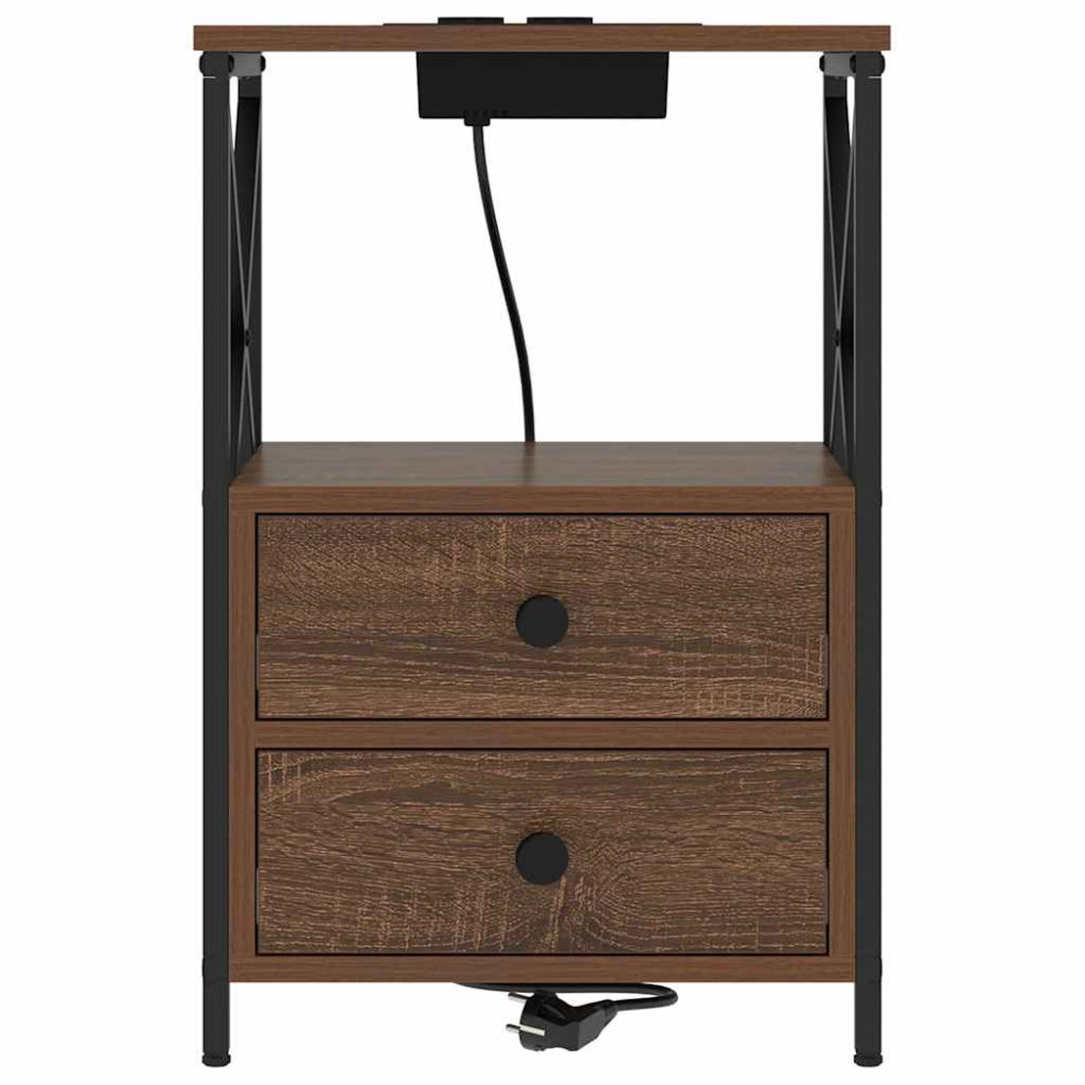 Produktbild för Nattduksbord 2 pcs Brun Ek 40 x 31 x 60 cm Konstruerat trä