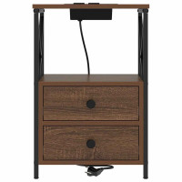 Produktbild för Nattduksbord 2 pcs Brun Ek 40 x 31 x 60 cm Konstruerat trä