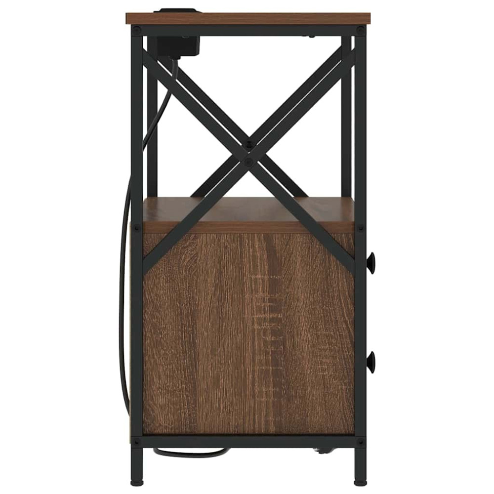 Produktbild för Nattduksbord 2 pcs Brun Ek 40 x 31 x 60 cm Konstruerat trä