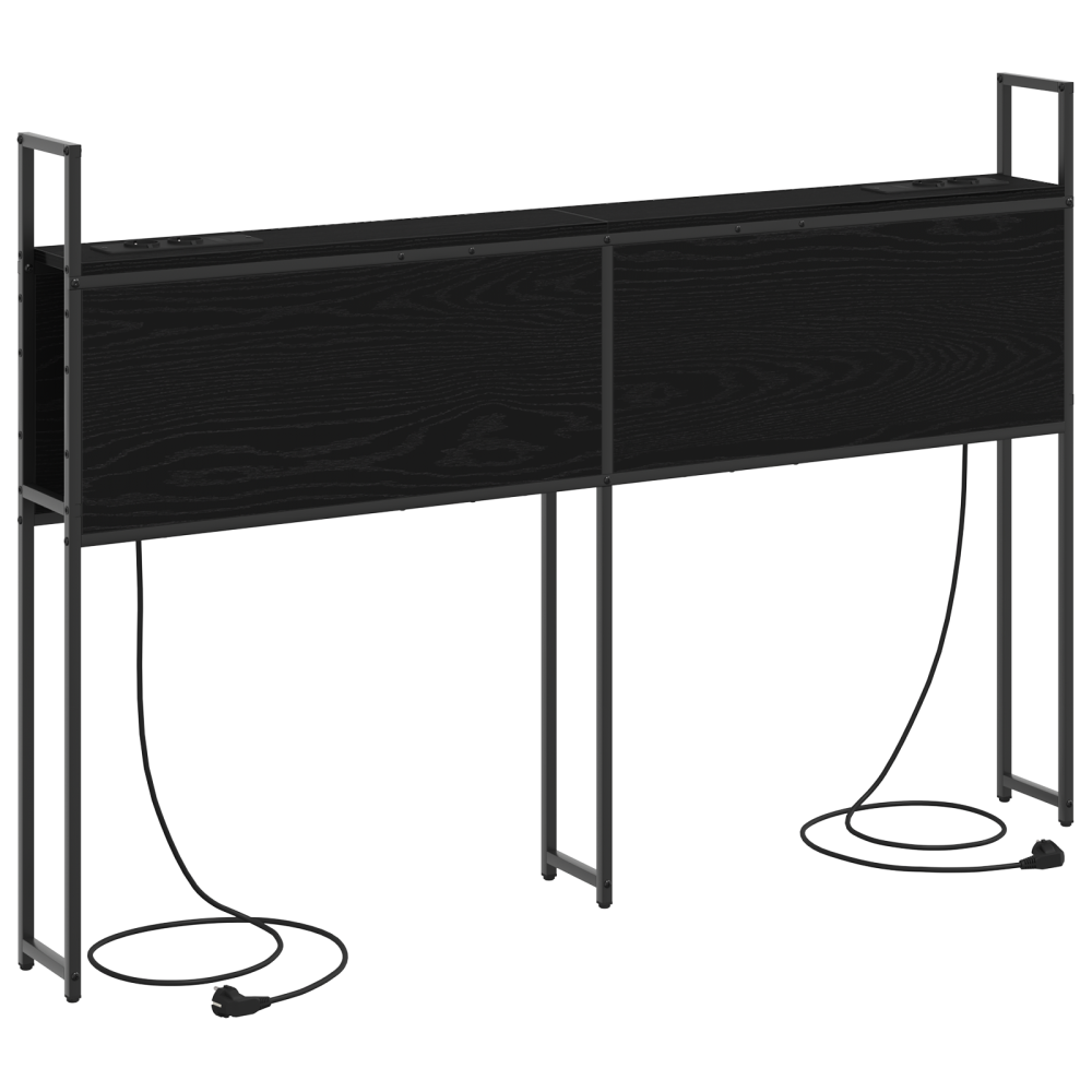 Produktbild för Förvaringsgavel med Laddstation Svart ek Konstruerat trä