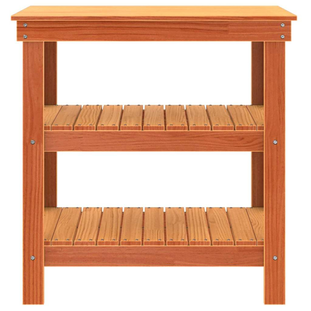 Produktbild för Arbetsbänk med hylla Vaxbrun 78,5 x 50 x 80 cm Massiv furu