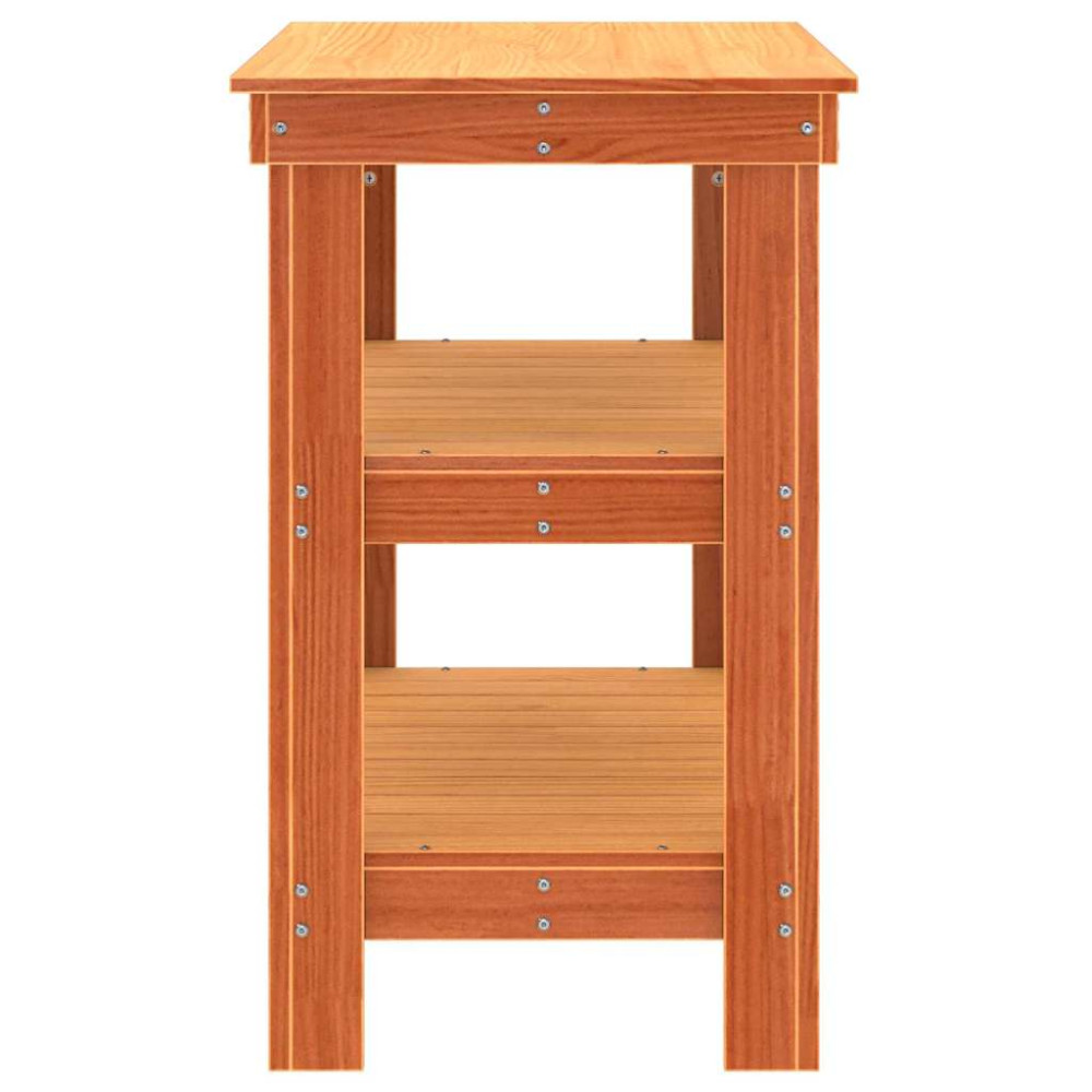 Produktbild för Arbetsbänk med hylla Vaxbrun 78,5 x 50 x 80 cm Massiv furu