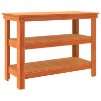 Produktbild för Arbetsbänk med hylla Vaxbrun 110,5 x 50 x 80 cm Massiv furu