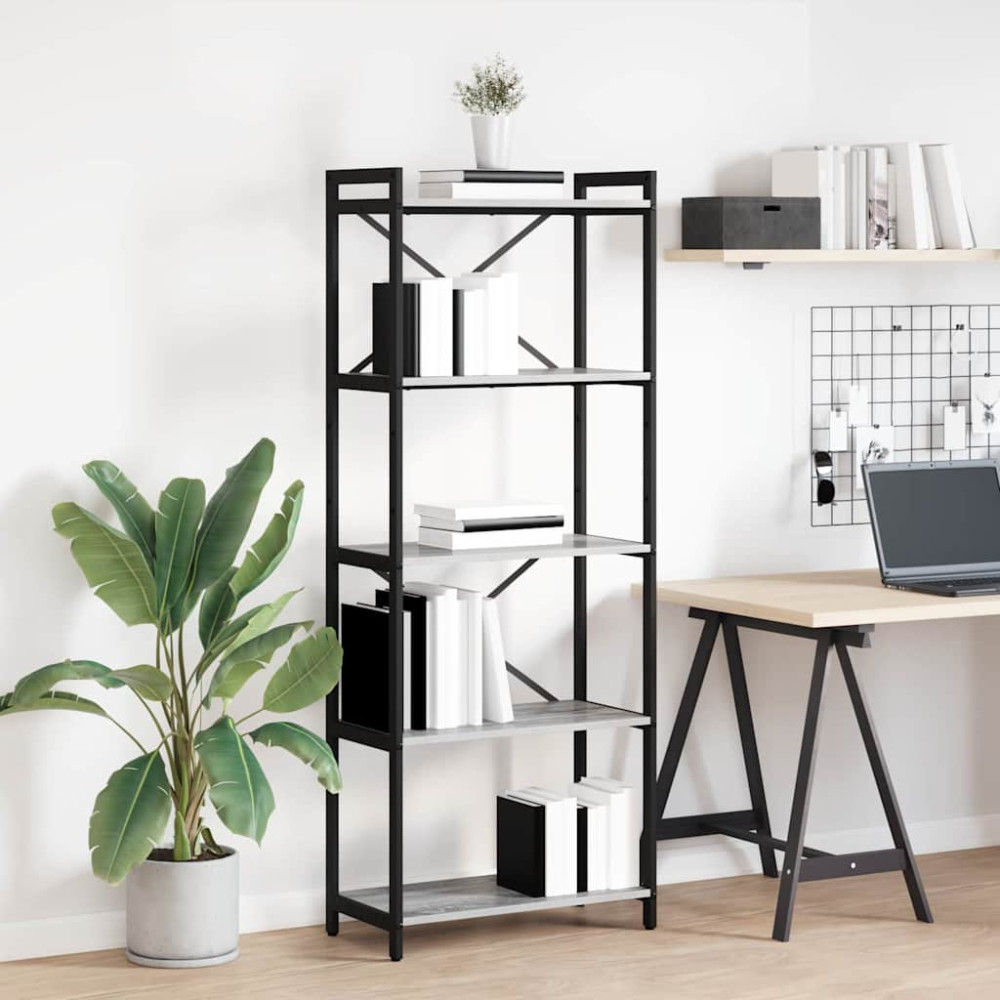 Produktbild för Hyllsystem Grå sonoma 60 x 30 x 155 cm Konstruerat trä