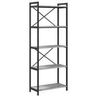 Produktbild för Hyllsystem Grå sonoma 60 x 30 x 155 cm Konstruerat trä