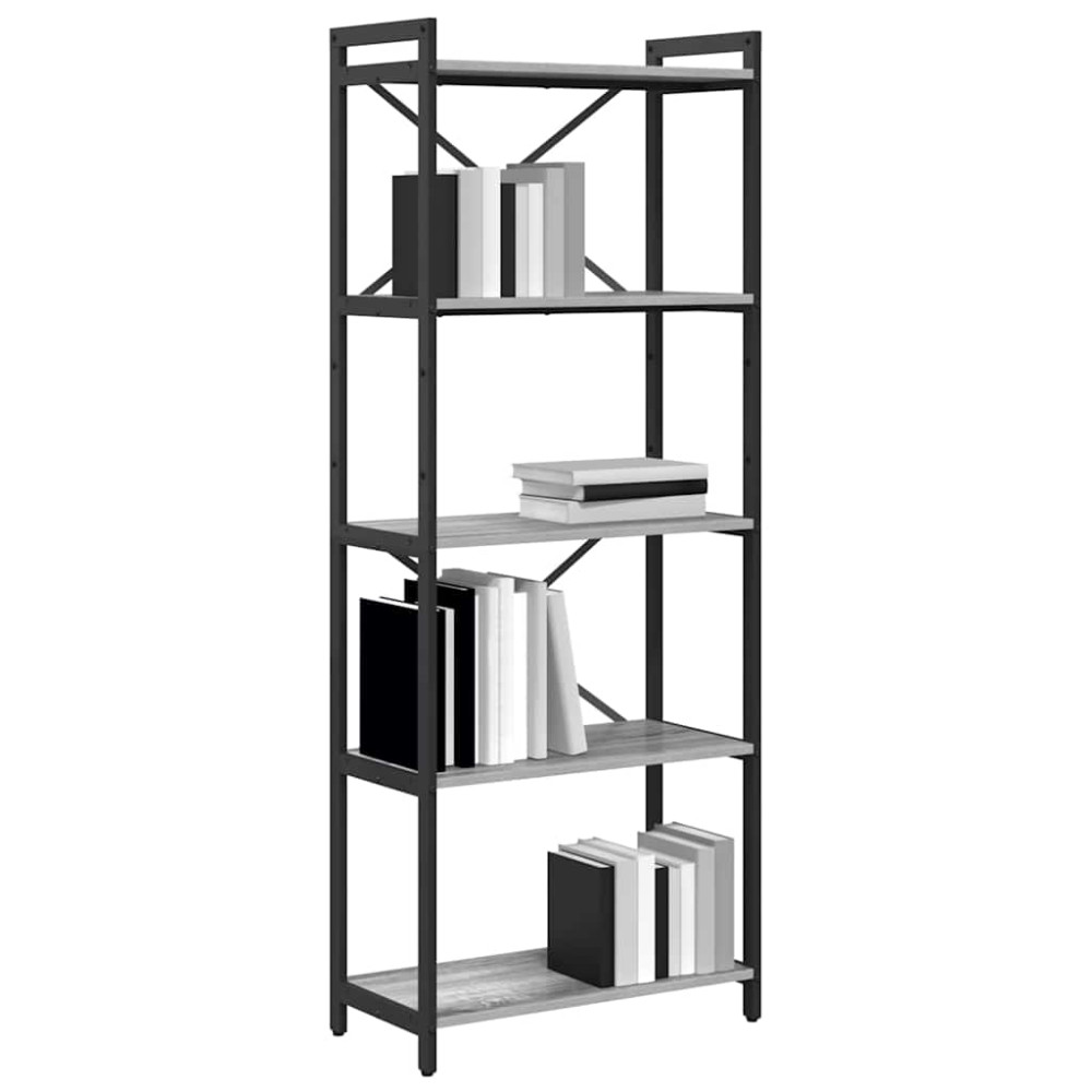 Produktbild för Hyllsystem Grå sonoma 60 x 30 x 155 cm Konstruerat trä