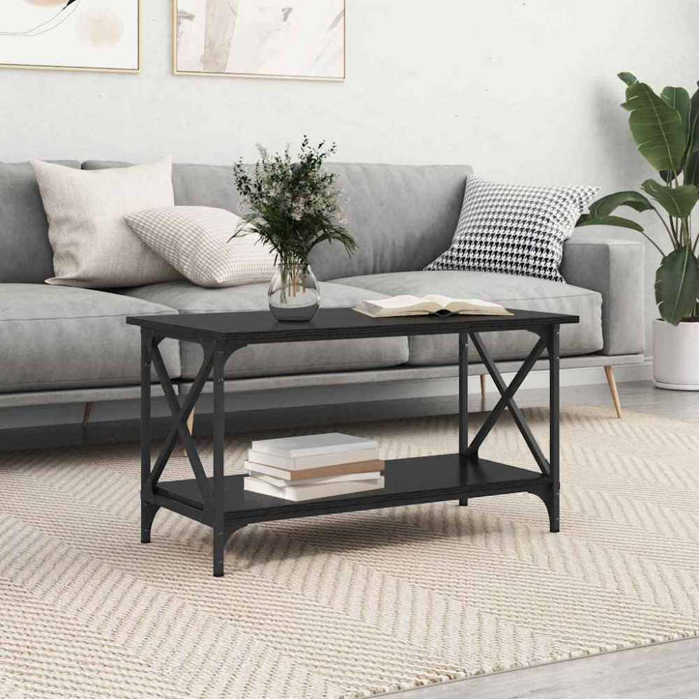 Produktbild för Kaffeebord Svart ek 80 x 45 x 45.5 cm Konstruerat trä