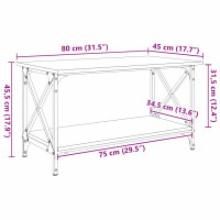 Produktbild för Kaffeebord Svart ek 80 x 45 x 45.5 cm Konstruerat trä