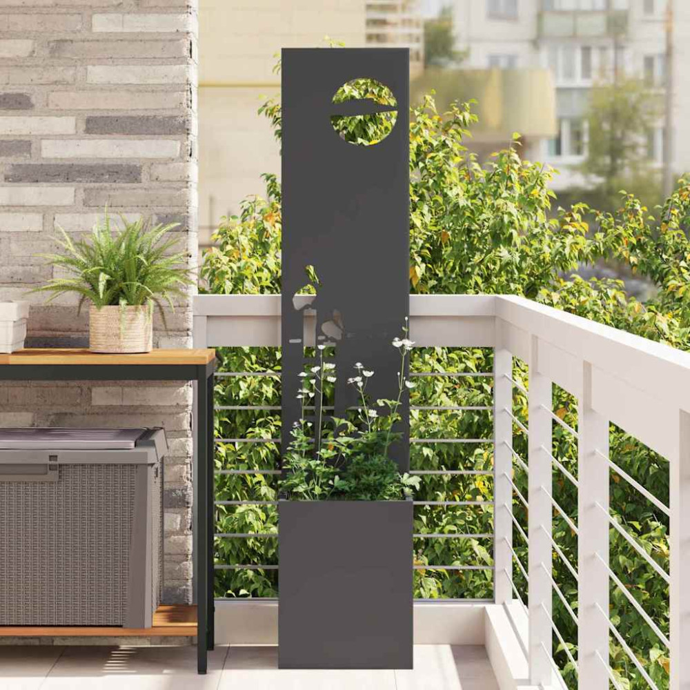 Produktbild för Trädgårds integritetsskärm Svart 32 x 150 cm Kallvalsat stål