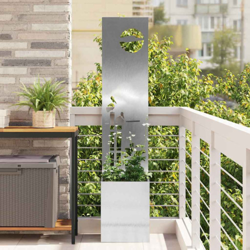 vidaXL Trädgårds integritetsskärm Silver 32 x 150 cm Rostfritt stål