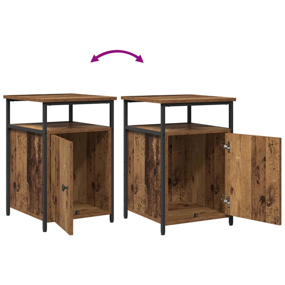 Produktbild för Nattduksbord med låda 2 pcs Gammalt trä Konstruerat trä