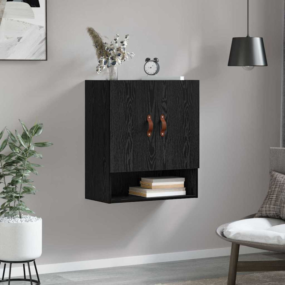 Produktbild för Väggskåp Väggmonterad Svart ek 60 x 31 x 70 cm Konstruerat trä