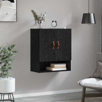 Produktbild för Väggskåp Väggmonterad Svart ek 60 x 31 x 70 cm Konstruerat trä