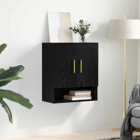 Produktbild för Väggskåp Väggmonterad Svart ek 60 x 31 x 70 cm Konstruerat trä