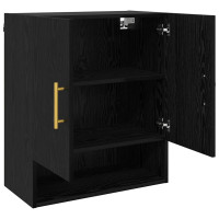 Produktbild för Väggskåp Väggmonterad Svart ek 60 x 31 x 70 cm Konstruerat trä
