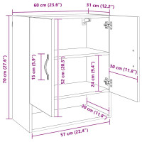 Produktbild för Väggmonterat skåp Svart Ek 60 x 31 x 70 cm Konstruerat trä