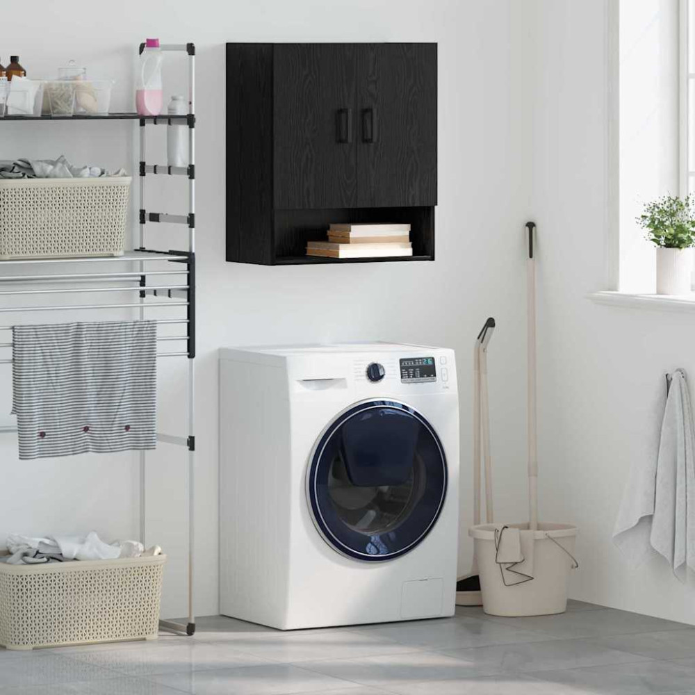 Produktbild för Väggskåp Väggmonterad Svart ek 60 x 31 x 70 cm Konstruerat trä