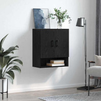 Produktbild för Väggskåp Väggmonterad Svart ek 60 x 31 x 70 cm Konstruerat trä