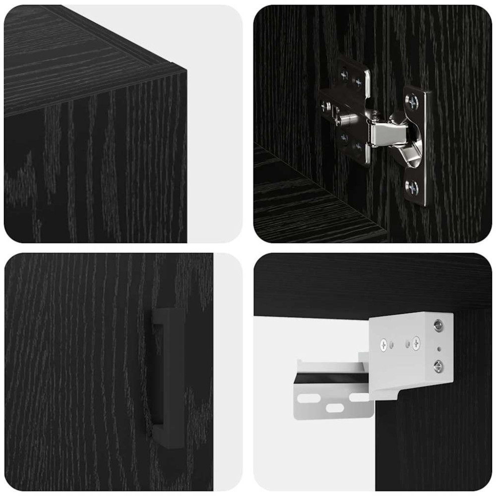 Produktbild för Väggskåp Väggmonterad Svart ek 60 x 31 x 70 cm Konstruerat trä