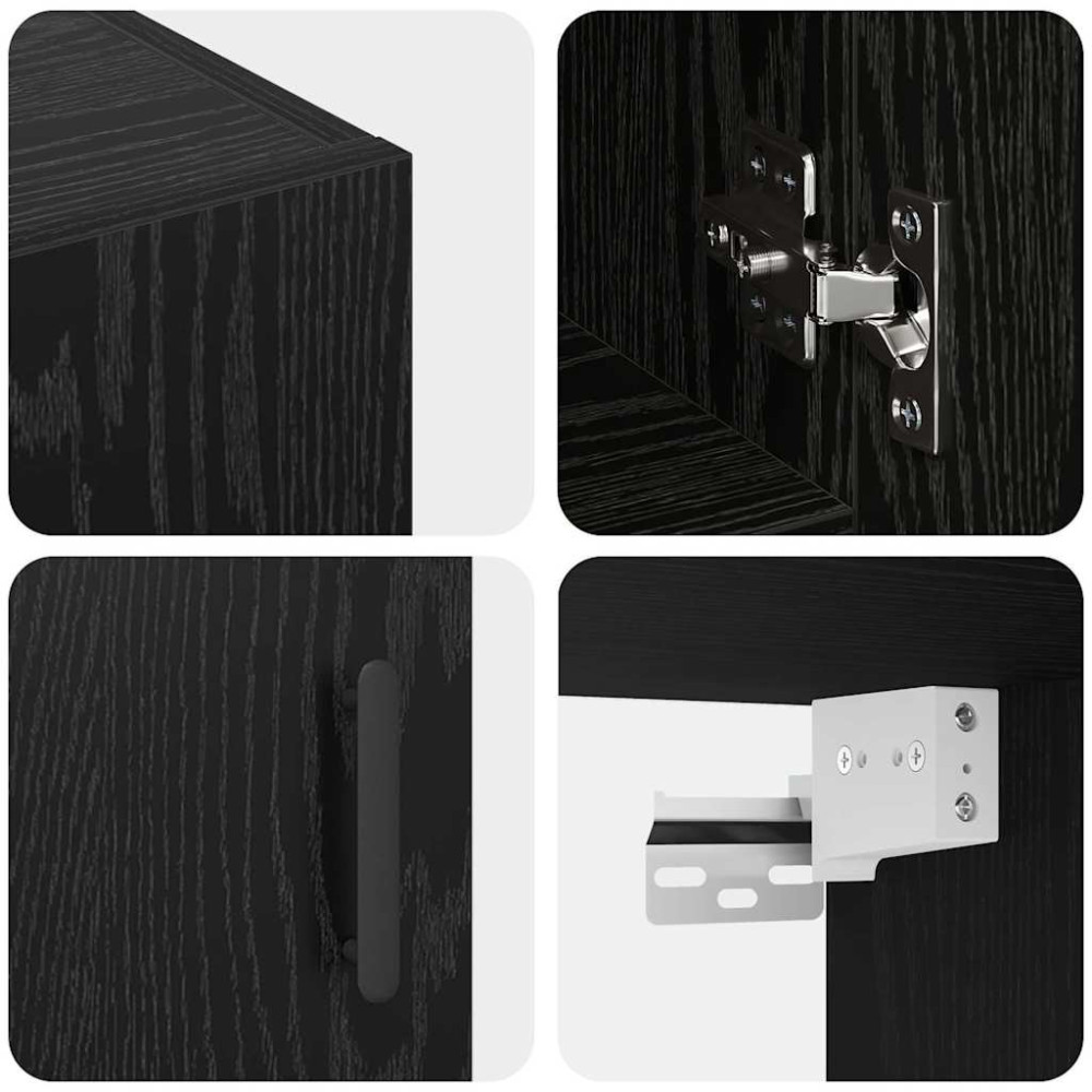 Produktbild för Väggmonterat skåp Svart Ek 60 x 31 x 70 cm Konstruerat trä
