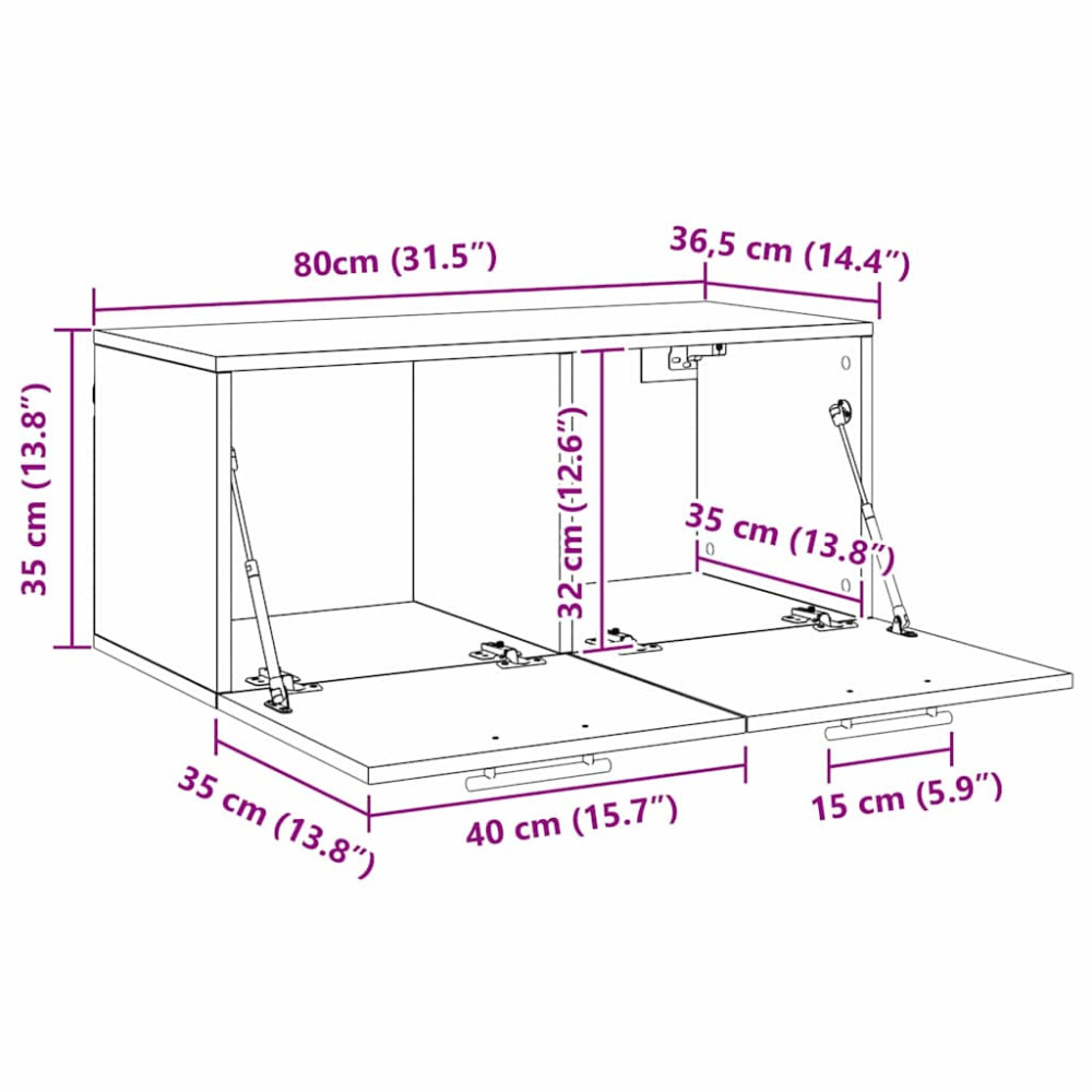 Produktbild för Väggskåp Gammalt trä 80 x 36.5 x 35 cm Konstruerat trä