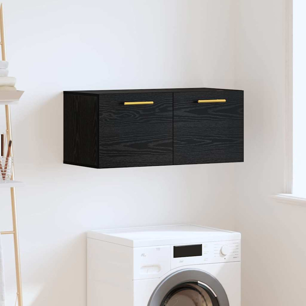 Produktbild för Väggskåp Svart ek 80 x 36.5 x 35 cm Konstruerat trä