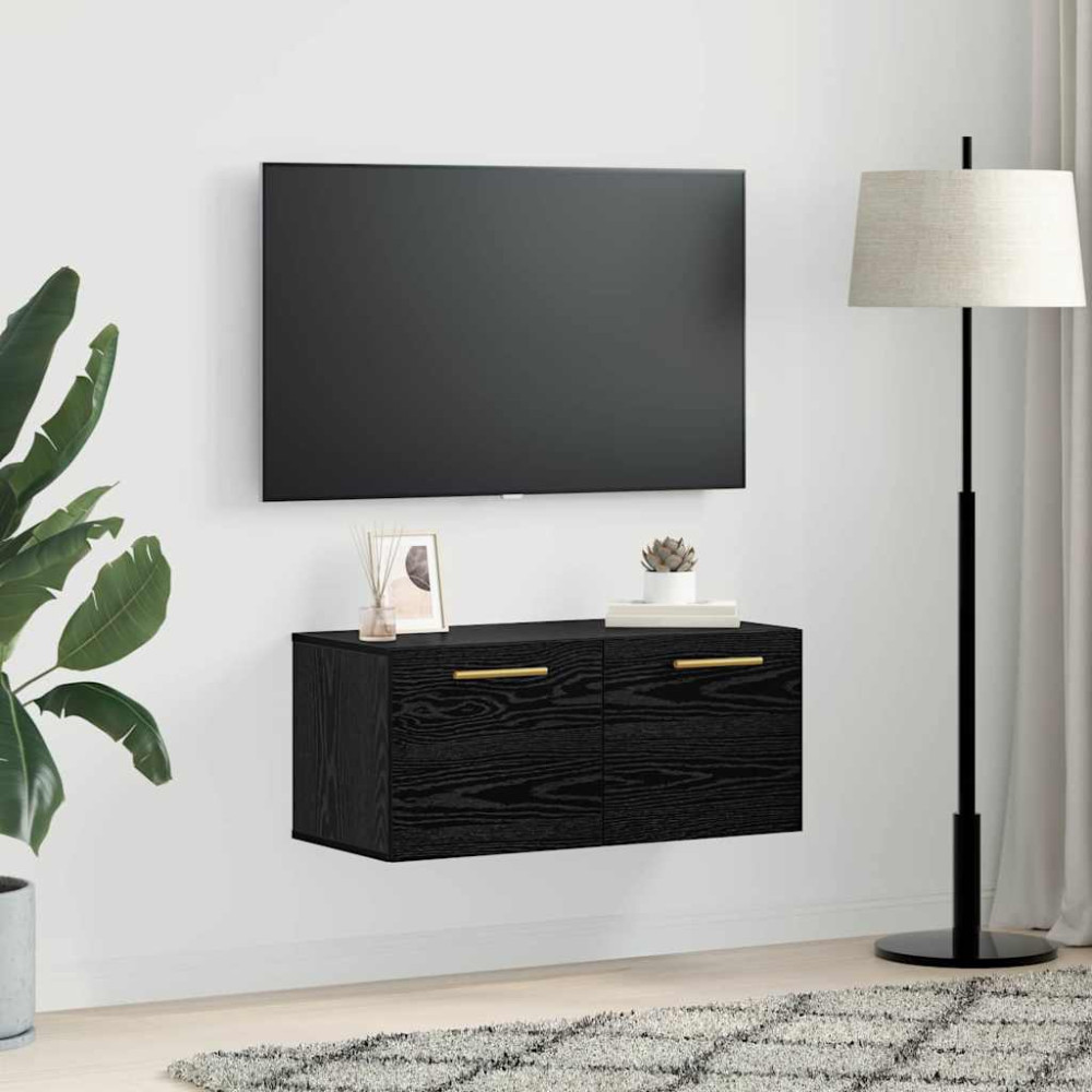 Produktbild för Väggskåp Svart ek 80 x 36.5 x 35 cm Konstruerat trä