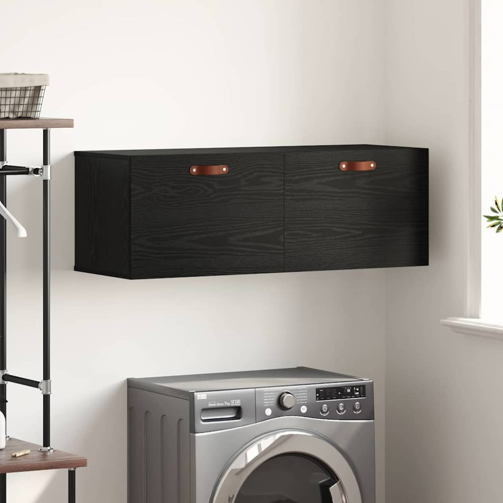 Produktbild för Väggmonterat skåp Svart Ek 100 x 36,5 x 35 cm Konstruerat trä