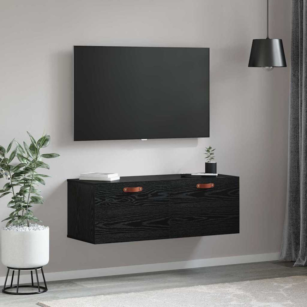 Produktbild för Väggmonterat skåp Svart Ek 100 x 36,5 x 35 cm Konstruerat trä