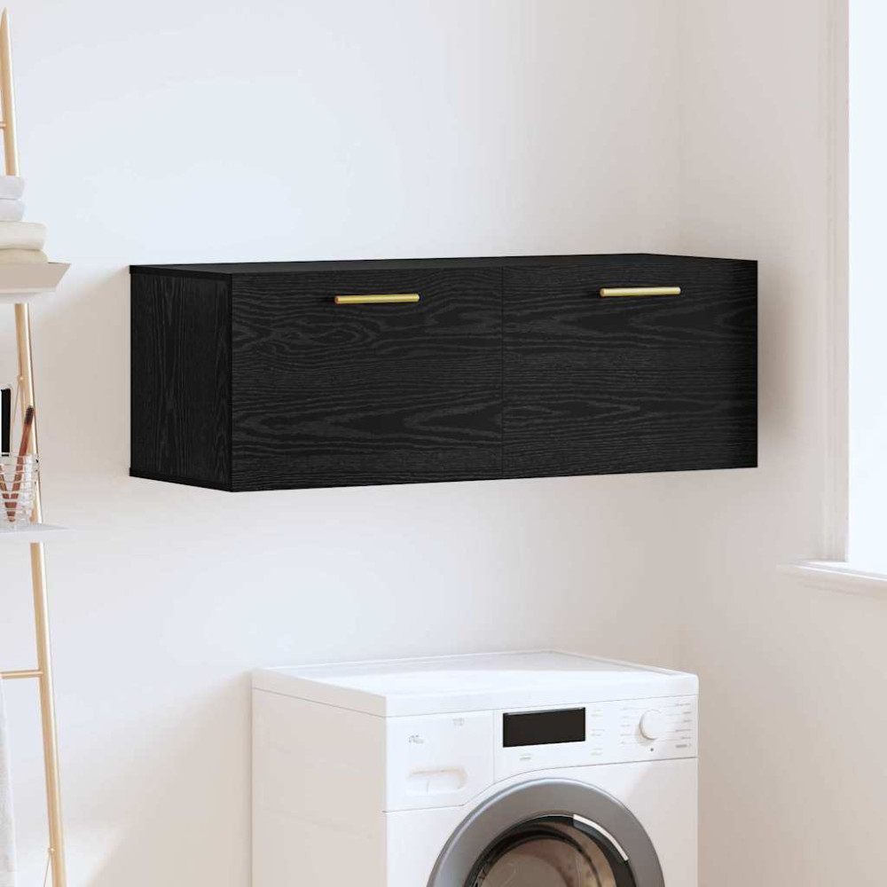 Produktbild för Väggskåp Svart ek 100 x 36.5 x 35 cm Konstruerat trä