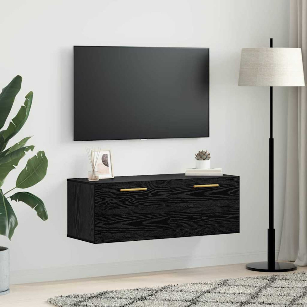 Produktbild för Väggskåp Svart ek 100 x 36.5 x 35 cm Konstruerat trä
