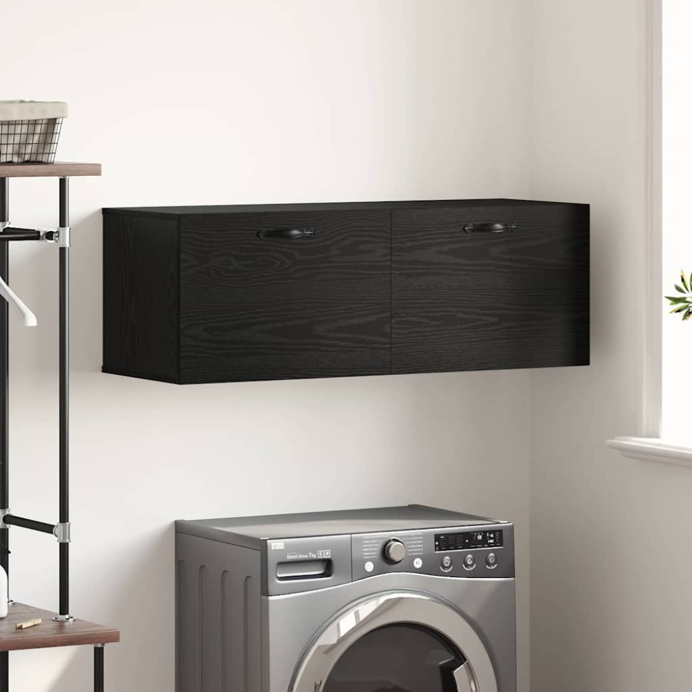 Produktbild för Väggmonterat skåp Svart Ek 100 x 36,5 x 35 cm Konstruerat trä