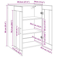 Produktbild för Sideboard Gammalt trä 69,5 x 34 x 90 cm Konstruerat trä