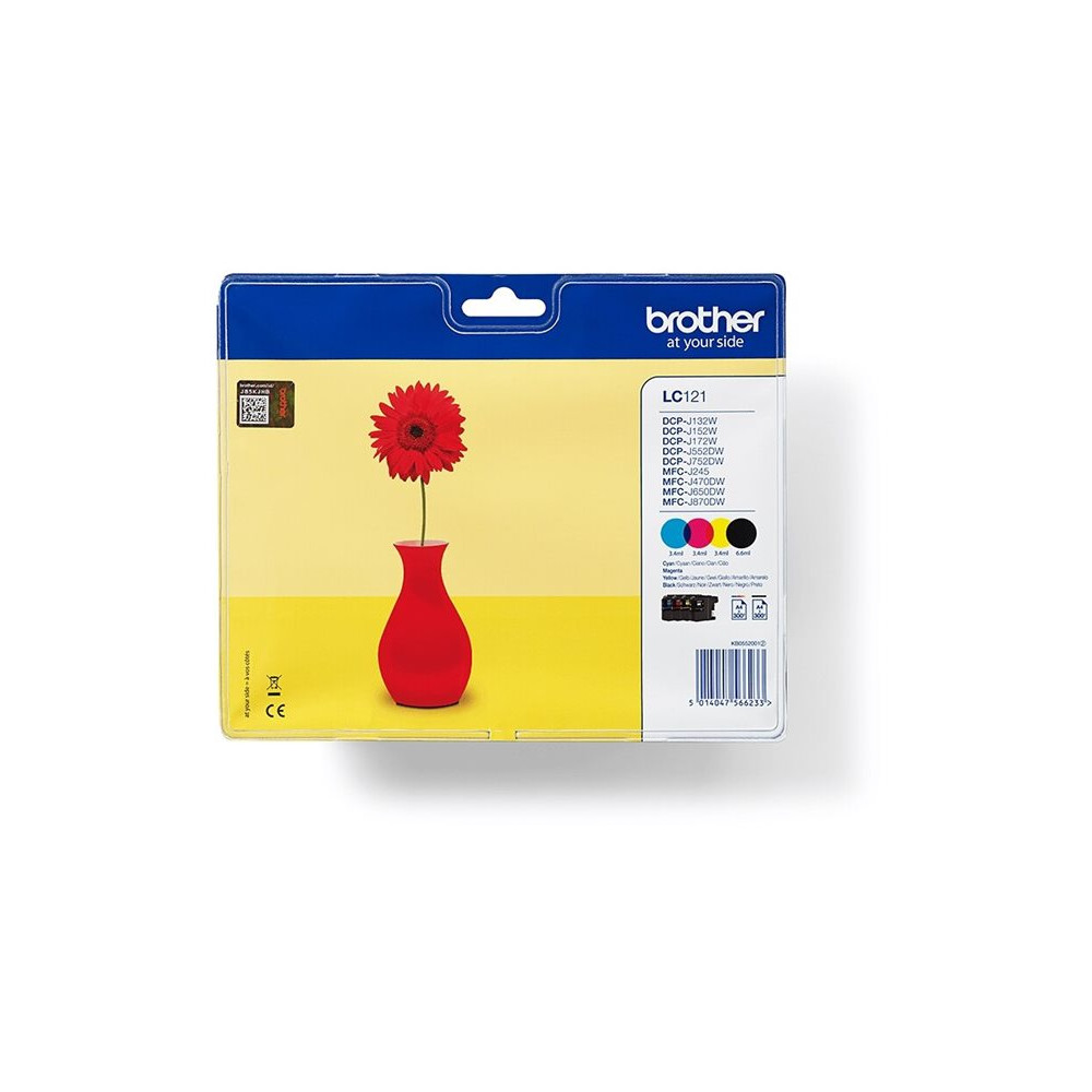 Produktbild för Brother LC121 Value Pack - svart, gul, cyan, magenta - original - bläckpatron