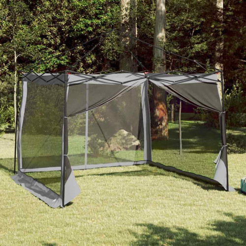 vidaXL Innertält med tak Grå och orange 303 x 303 x 196 cm taffeta