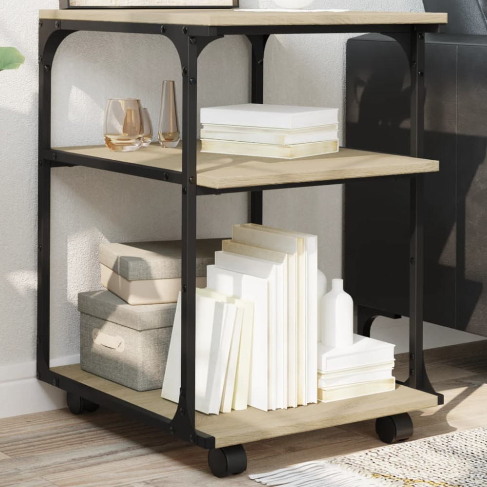 Produktbild för Skrivarställ 3 hyllor sonoma-ek 43x48x64 cm konstruerat trä