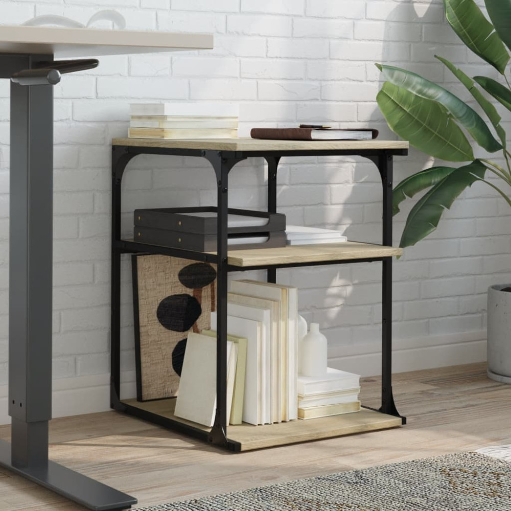 Produktbild för Skrivarställ 3 hyllor sonoma-ek 43x48x64 cm konstruerat trä