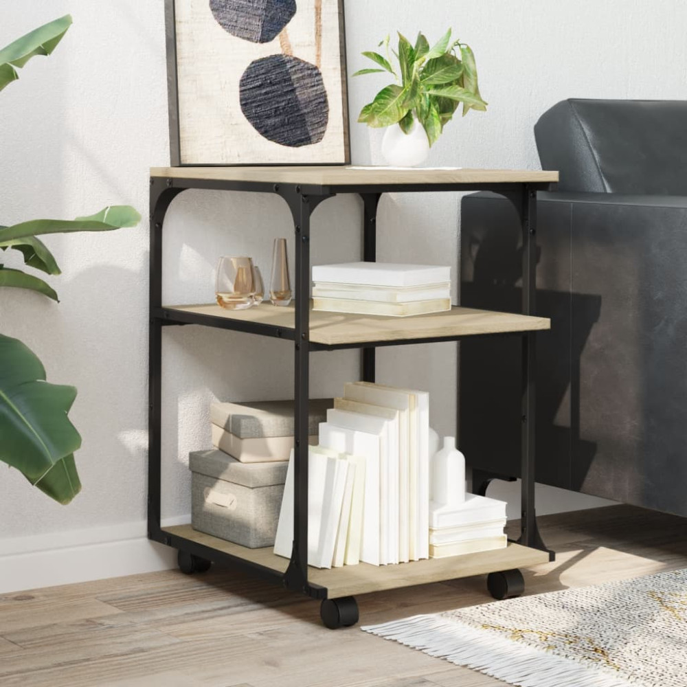 Produktbild för Skrivarställ 3 hyllor sonoma-ek 43x48x64 cm konstruerat trä